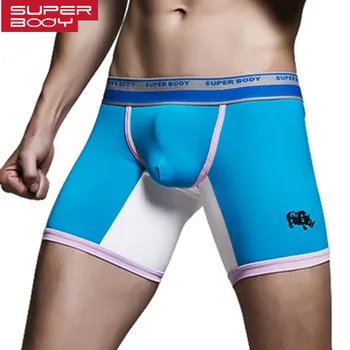 

SUPERBODY Mens Underwear Boxer Shorts Cotton Sexy U-convex Designed Boxers New Fashion Sleepwear Long Underpants Men Boxers