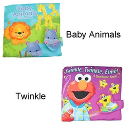 Мягкая игровая спокойной ночи 3D моющиеся ткань книги ребенка Twinkle Elmo животных бегемота Лев Rainforest раннее образование Многофункциональный