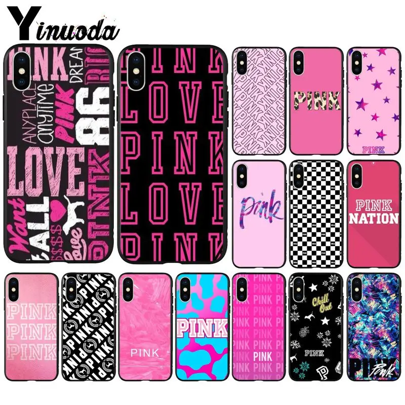 

Yinuoda LOVE PINK PINK WORLD Smart Cover Black Soft Shell Phone Case for Apple iPhone 8 7 6 6S Plus X XS MAX 5 5S SE XR Cover