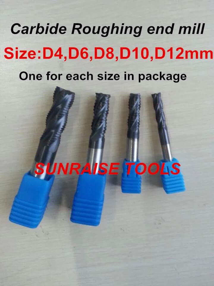 

D4mm-D12mm(1pcs for each size) total 5pcs Machine CNC tools Roughing End Mill 4 flutes HRC55 With black coating Free shipping