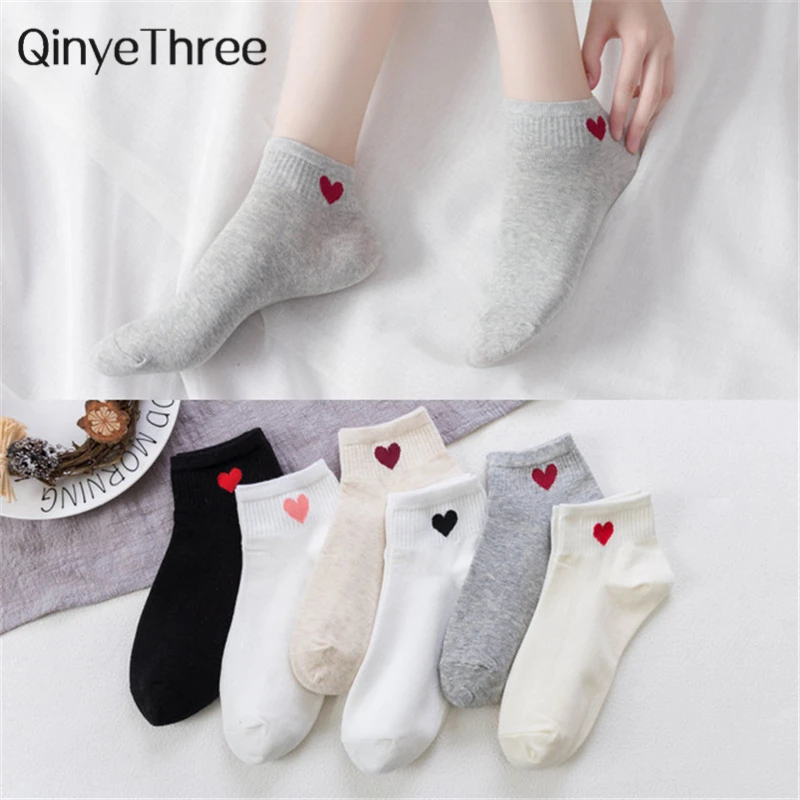 

New Red Heart socks Cute College Wind Simple Basic Fresh Hot selling Cotton socks for women in spring and summer Dropshipping