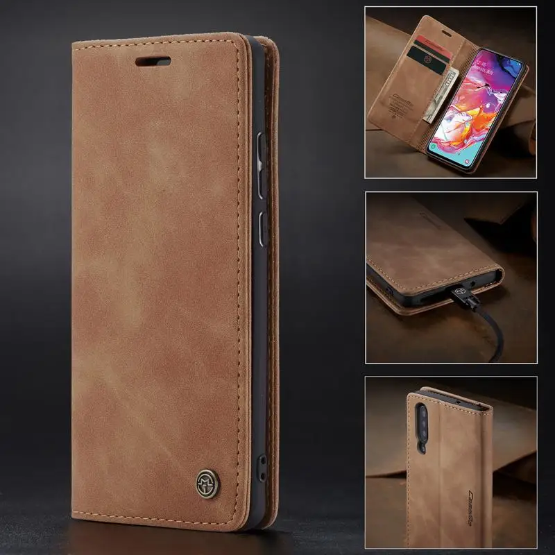 

Cover Case For Samsung Galaxy A70 A 70 Wallet Cases Luxury Magnetic Flip Vintage Matte Leather Phone Bags For Samsung A 70 Coque