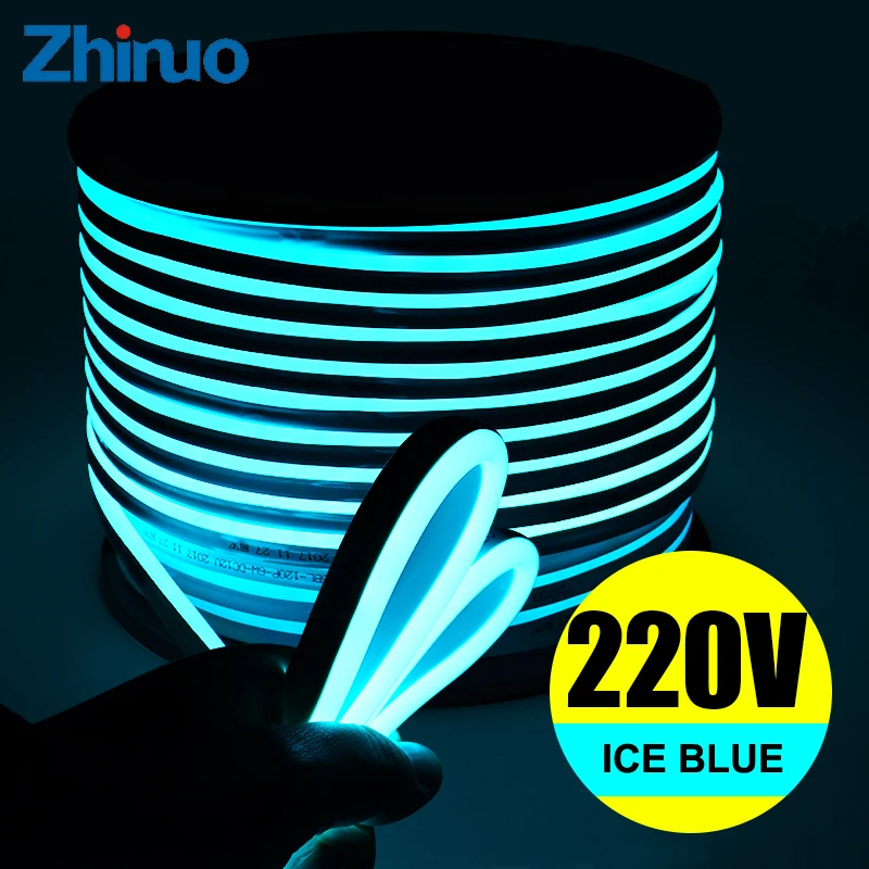 

LED Strip Light AC220V SMD2835 Strips Ice Blue Flexible High Brightness Outdoor Neon-Light Neon Sign Waterproof Soft Lamp Belt