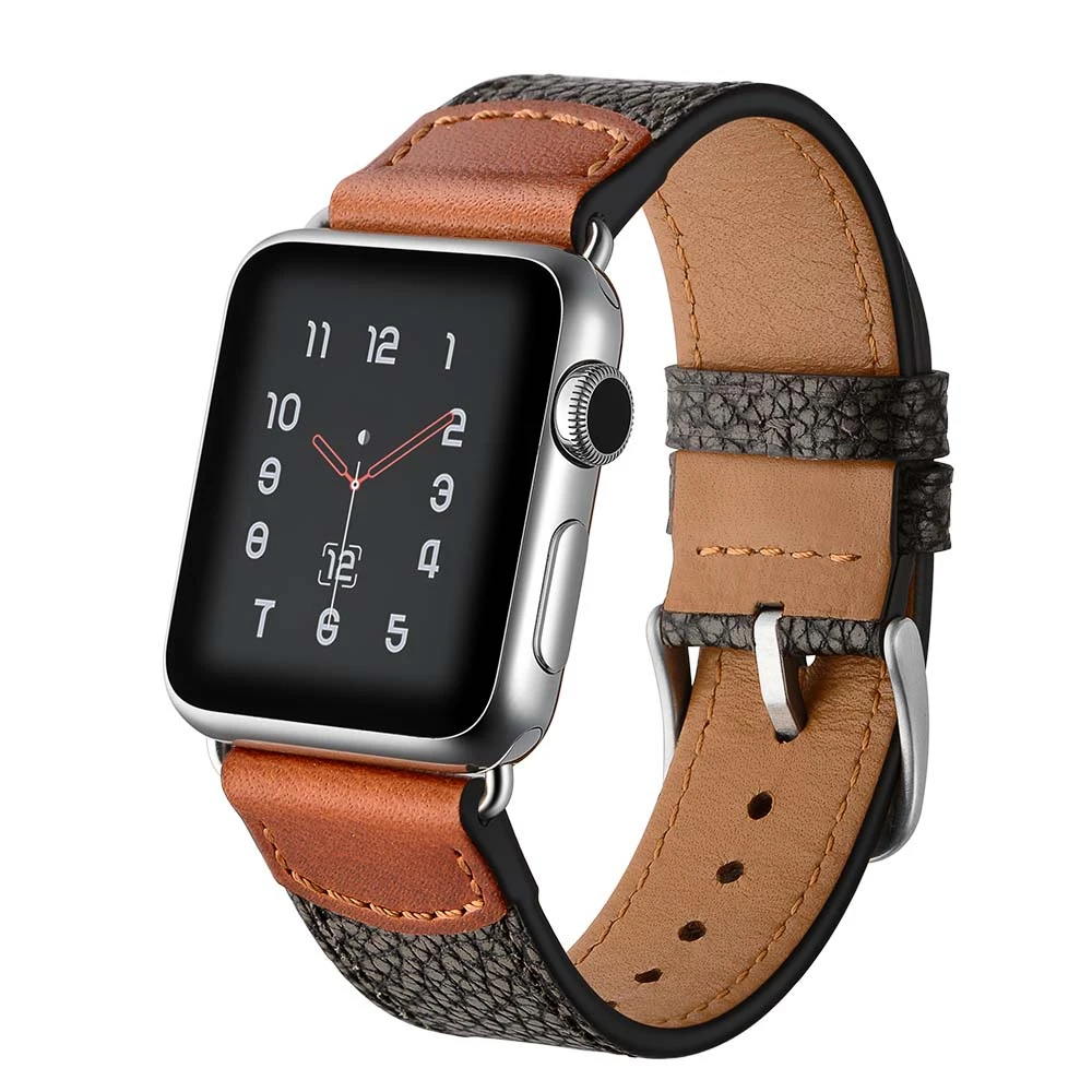 Ремешок ZLIMSN из натуральной кожи для наручных часов черный подходит Apple iwatch 42 мм 38