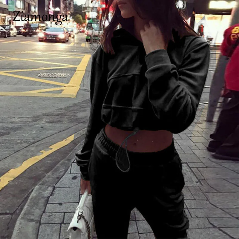 

Ziamonga 2018 Autumn Winter Two Pieces Set Women Fashion Long Sleeve Suit Runway Casual Women Tracksuit Top And Pants Set Lady