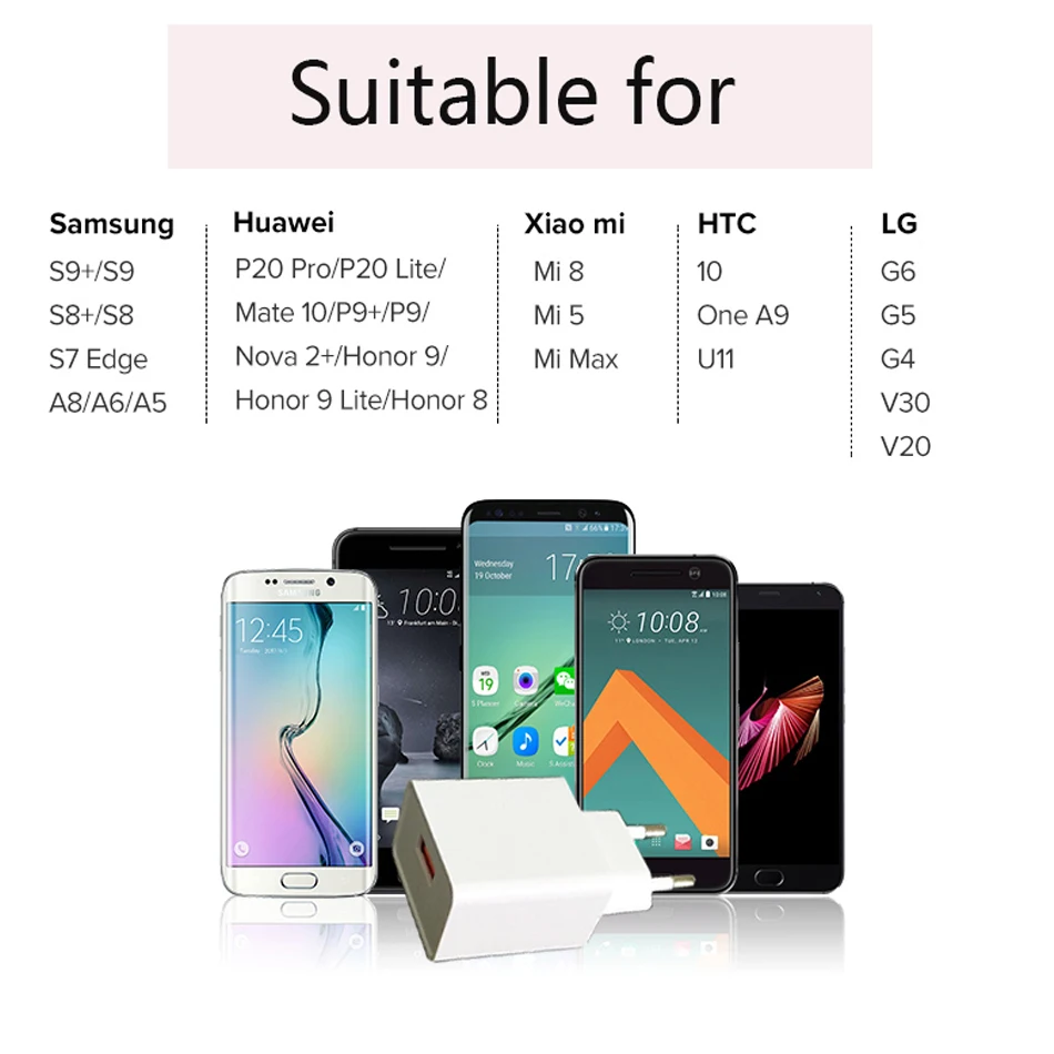 PZOZ USB Charger Mobile Phone Fast charging qualcomm quick charge QC 3.0 Travel Wall Adapter EU Plug For Samsung Xiaomi iPhone6 6S 5 X