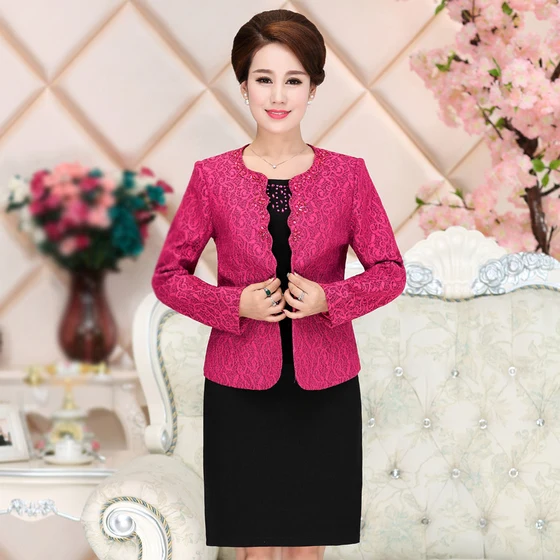 

Free Shipping Autumn Winter Women Fashion Suits Mid Old Aged Women Clothing Plus Size Slim Dress Work Wear Wedding
