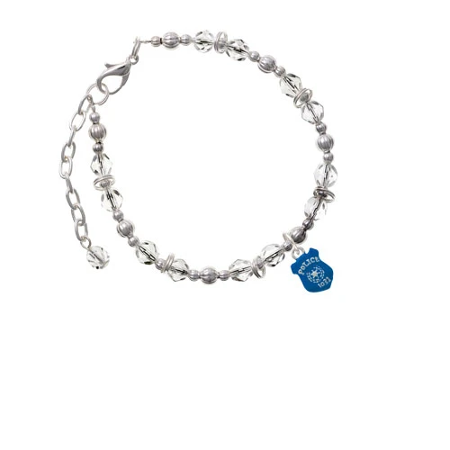 Blue Policeman's Badge Clear Beaded Bracelet