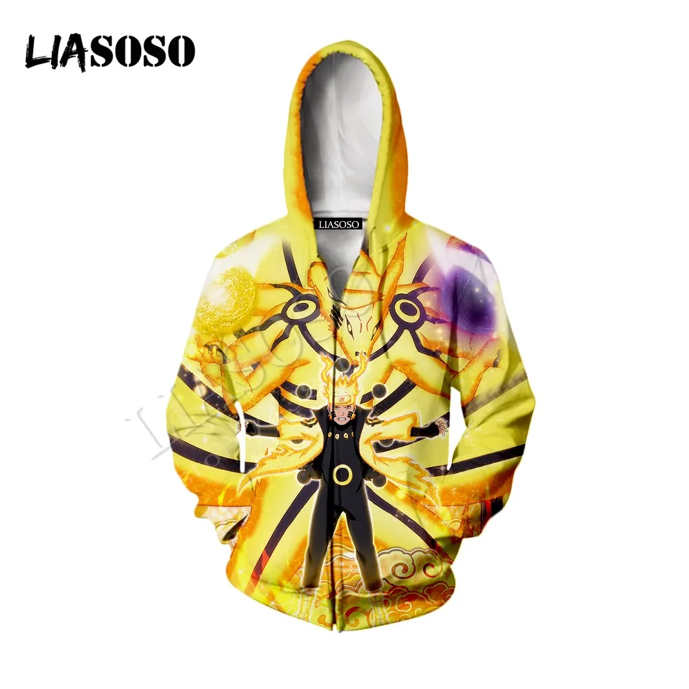 LIASOSO latest 3D print cozy polyester sportswear set Harajuku hot anime Naruto Nine tailed fox men women Tees hoodie CX889