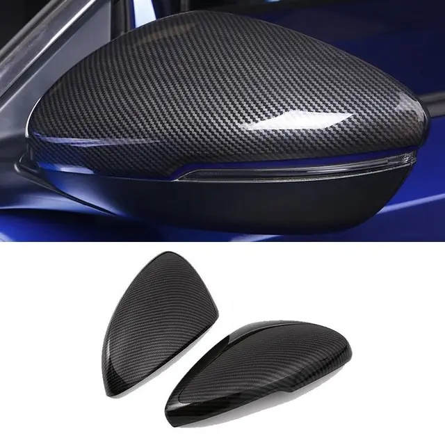 2Pcs Black Carbon Fiber Style ABS Side Mirror Cover Trim Fit For Honda