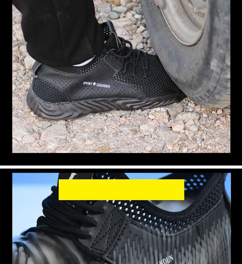 Мужская безопасная обувь рабочие ботинки со стальным носком дышащие повседневные Модные рабочие мужские ботинки с защитой от проколов