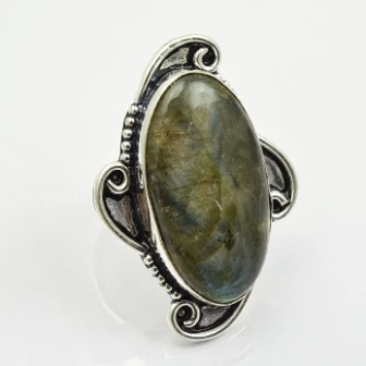 

Labradorite Ring Silver Overlay over Copper, USA Size 7.5 , R2279