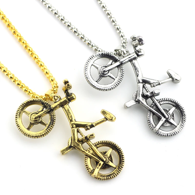 Fashion Bike Pendant Necklace for Men Women Lovely Cycling Necklace