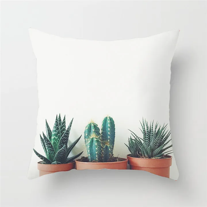 Fuwatacchi Green Cactus Cushion Cover Tropical Plant Pillow Cover for Home Chair Sofa Decorative Pillows Birds Pillowcases - Цвет: PC02934