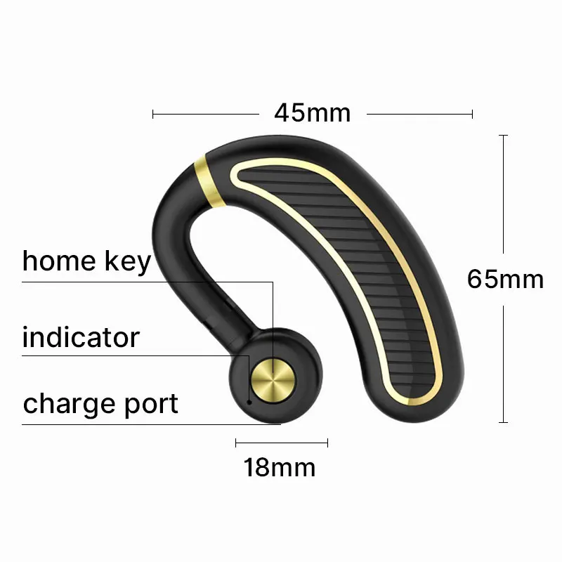 Handsfree Bluetooth Earphone For iPhone X XS XR 7 8 6s Ear Hook Bluetooth Headset For Xiaomi Redmi k20 pro mi 9 Huawei p20 lite