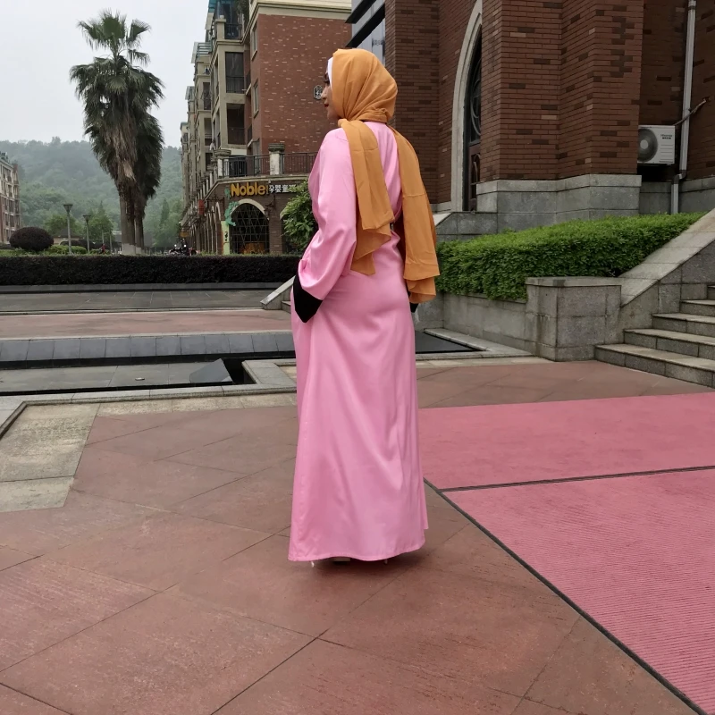 Мусульманское открытым Абаи для Для женщин Дубай Кафтан арабских Ислам арабское платье Femme контраст цветное кимоно кардиган платье Турция