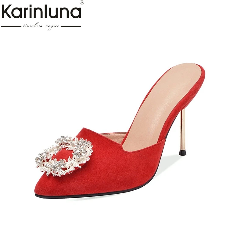 

KarinLuna Sexy Thin High Heels Pointed Toe Chic Style women' S Shoes 2019 Brand New Big Size 43 Elegant women's Slippers