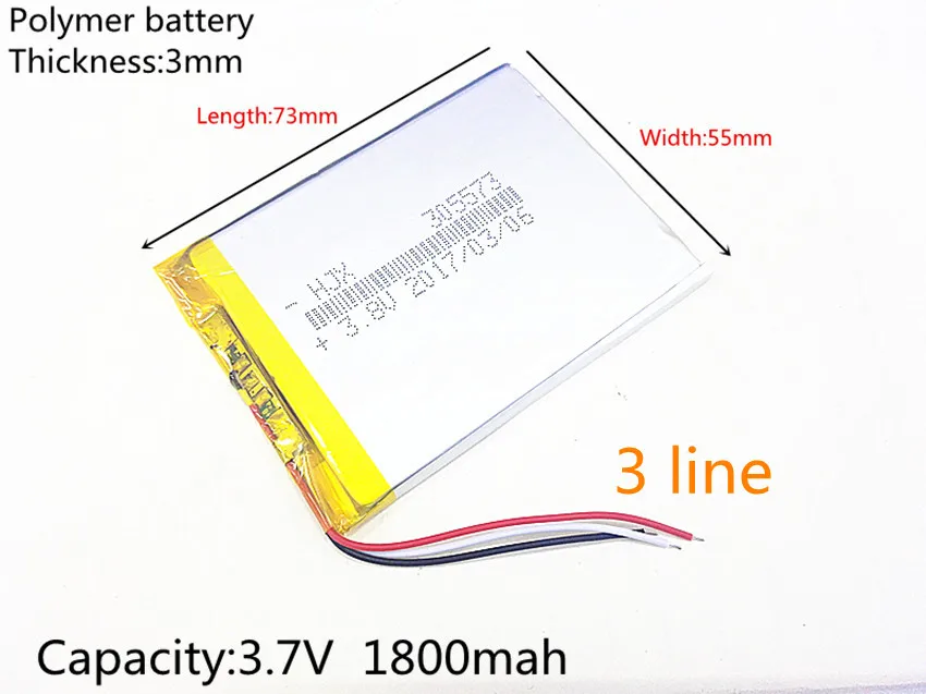 

3.7V polymer li battery 305573 PLIB;Lithium ion/polymer lithium-ion batteries, 3 line MP4 MP5 GPS Mobile DVD 1800MA