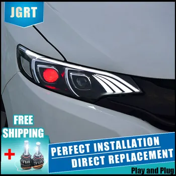 

2PCS LED Headlights For Honda fit 2015-2016 Car Led Lights Double Xenon Lens Car Accessories Daytime Running Lights Fog Lights