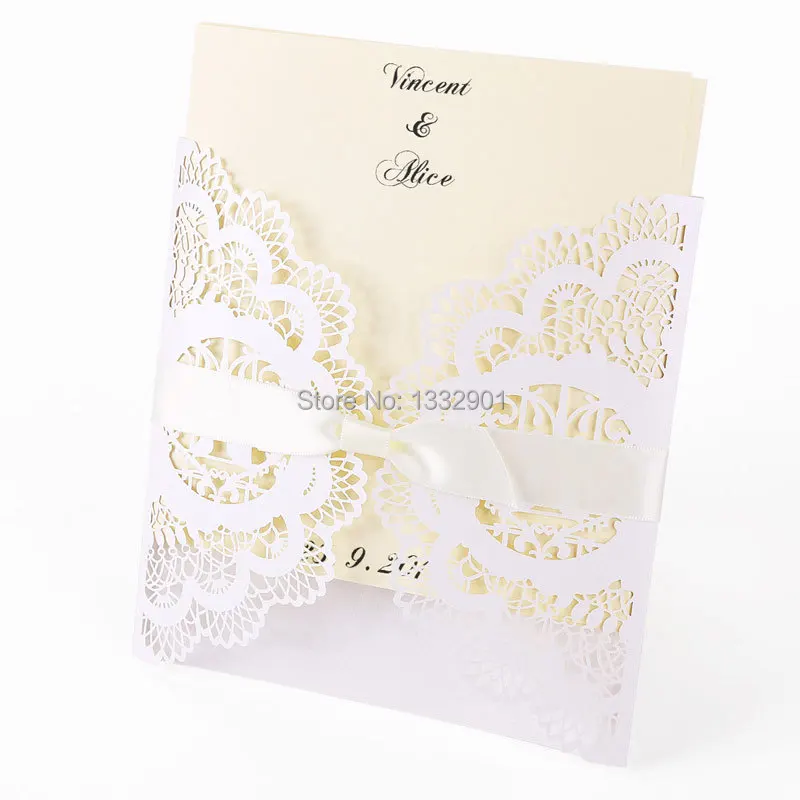 Lace Wedding Invitations Cards Invites White Ivory Blank Envelopes