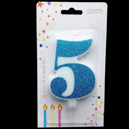 Экстра большой синий блеск свечи-цифры с днем рождения торт полная луна сто дней признание мужской мальчик ребенок 520 подарок - Цвет: 5 3.9