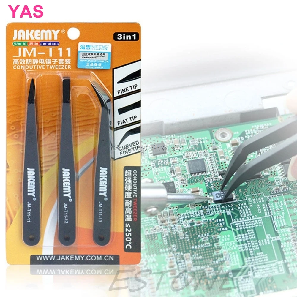 

Professional Coated Precision Tweezers Set Non Magnetic Popular 3Pcs #Y207E# Hot Sale