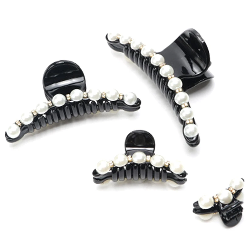 

1pcs Black Big Rhinestone Hairpins For Women Pearl Hair Clips Crab Hair Claws For Girls Barrettes Headwear Hair Pins Accessories