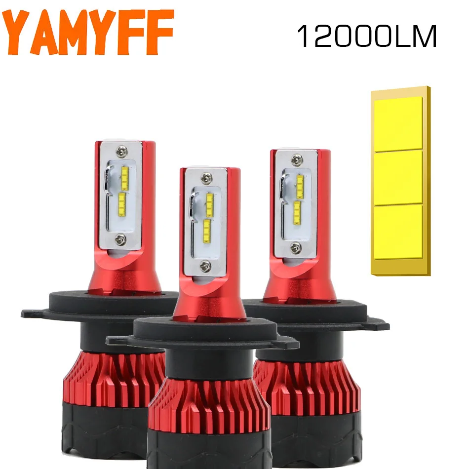 YAMYFF 2 шт. автомобильный головной светильник H4 светодиодный H7 H1 H11 H27 880 12000LM 6500K H3 9005