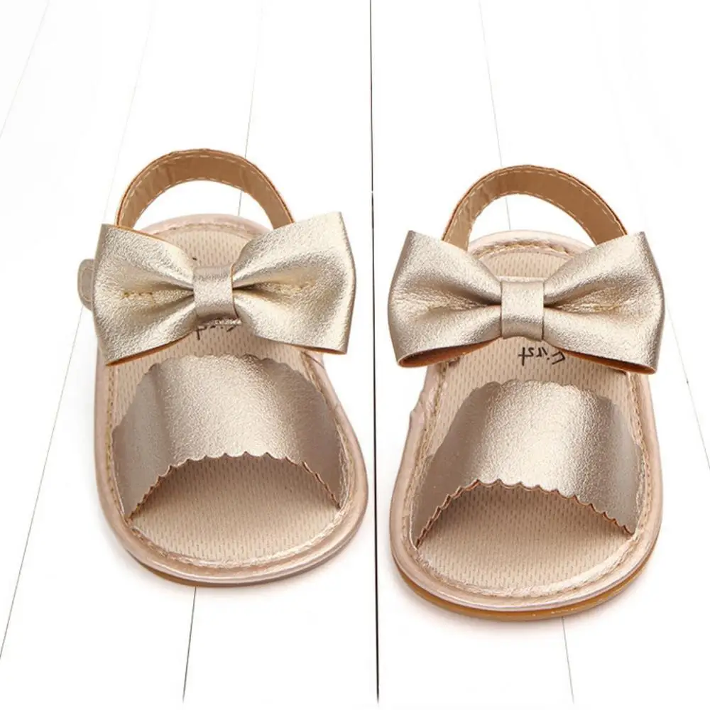 

Summer Cute Bowknot Baby Girl Boy Sandals Non-slip PU Infant Baby Shoes New Solid Newborn Toddler Shoes Age 0-18M
