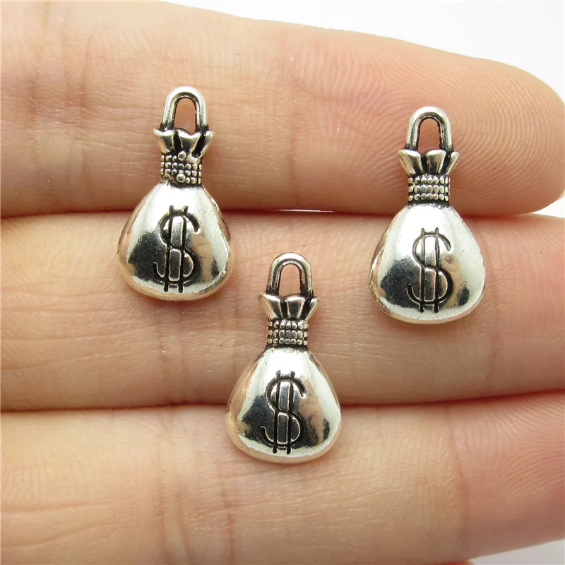 Wholessale 58pcs (17*10mm ) antique silver Money charms fit Europe