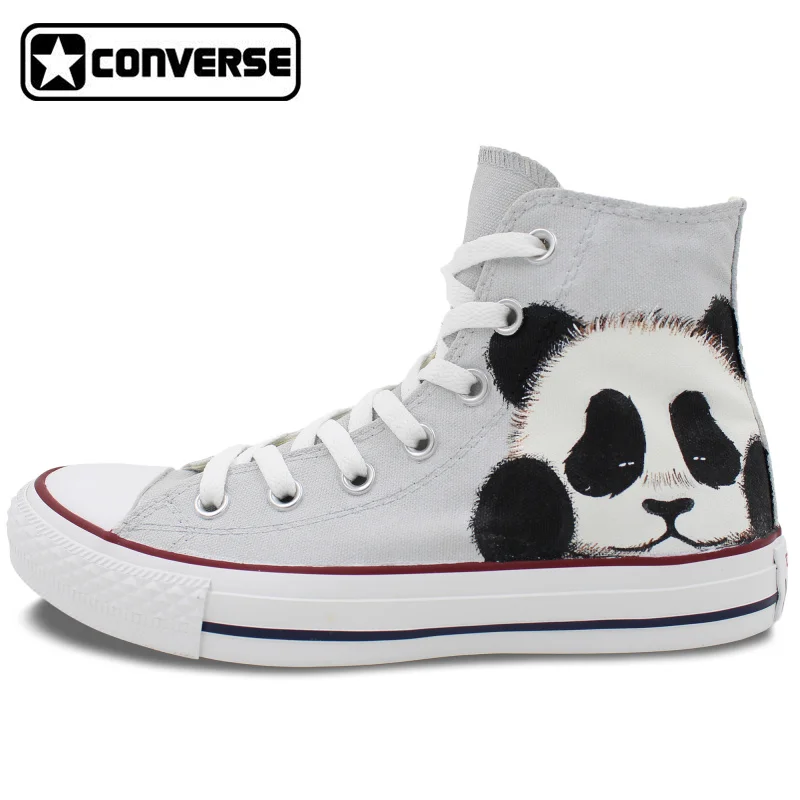 Converse All Star Men Women Sneakers Panda Original Design Hand Painted Canvas Shoes Boys Girls Custom Skateboarding Shoes