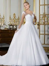 Custom Made New Design 2017 A-line Sweetheart Long Sleeve Beads Lace Romantic Women Wedding Dresses vestidos de noiva