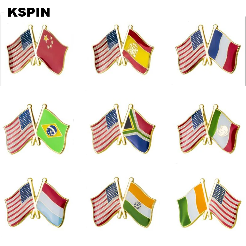 

U.S.A Friendship Flag Metal Lapel Pin Military Badge Beautiful Brooches Coins Collectibles