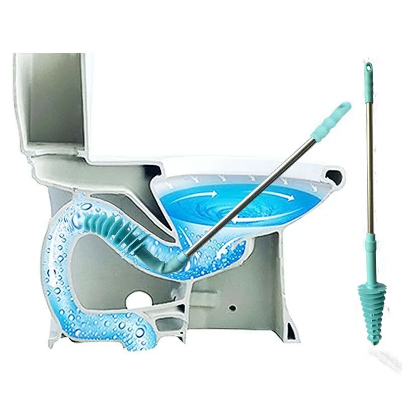 Tanie Z długim uchwytem, tłok w toalecie typ tłoka do pogłębiania urządzenie gospodarstwa domowego toaleta rury kanalizacyjne zanieczyszczenia Dredge narzędzia desatascador desague