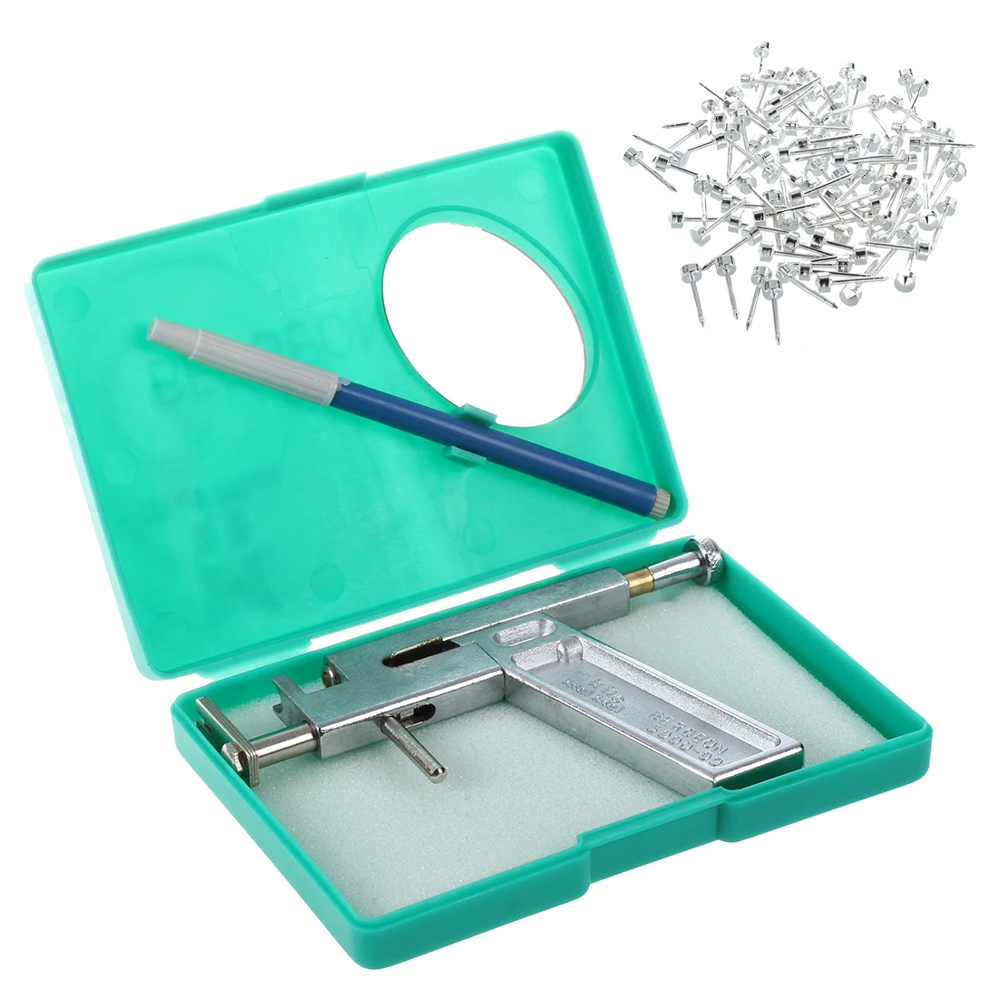 

Disposable Sterile Ear Nose Navel Body Piercing Gun Tool Kit with 49 Pairs Studs Pistol Box