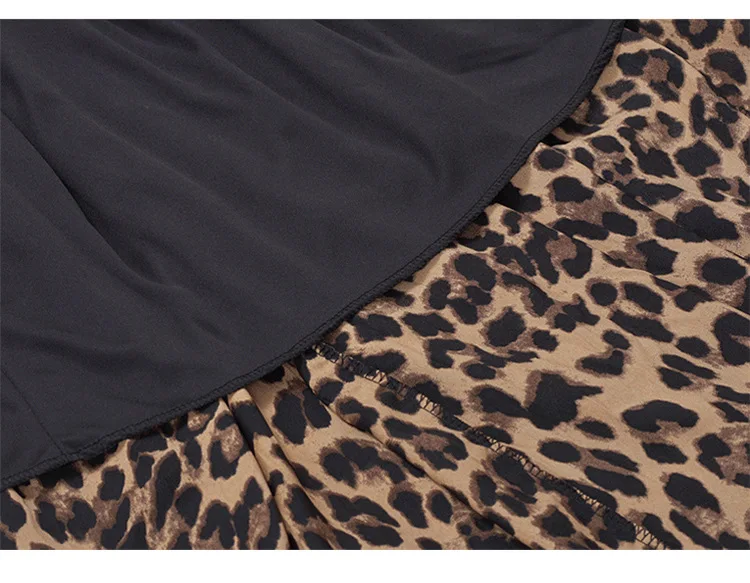 Женские юбки с эластичной талией размера плюс А-силуэта, облегающие длинные свободные юбки больших размеров с леопардовым принтом OLV1010