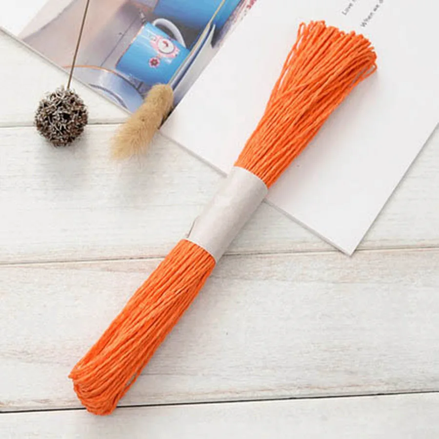 100 г/лот, бумажная пряжа из рафии, пряжа, соломенная веревка для вязания шляп, сумка, витая пряжа, оберточная бечевка, нить, сделай сам, поставщик рукоделия - Цвет: orange