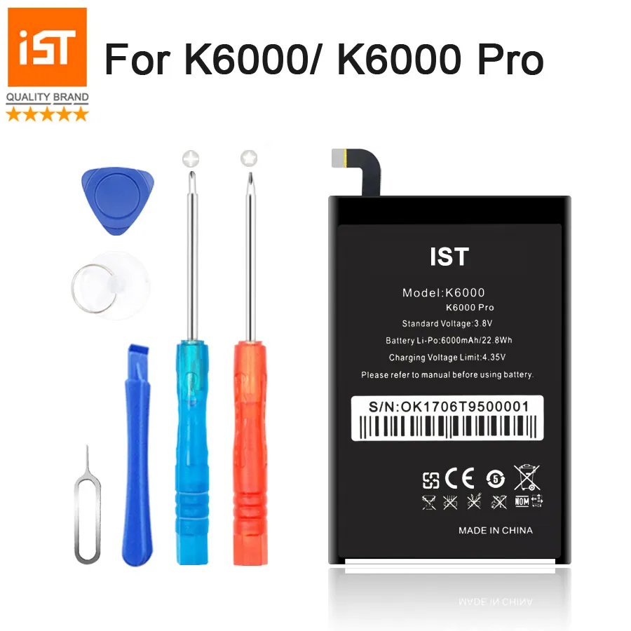 

2019 New 100% IST Original K6000 Pro Mobile Phone Battery For Oukitel K6000 Real 6000mAh High Quality Replacement Battery