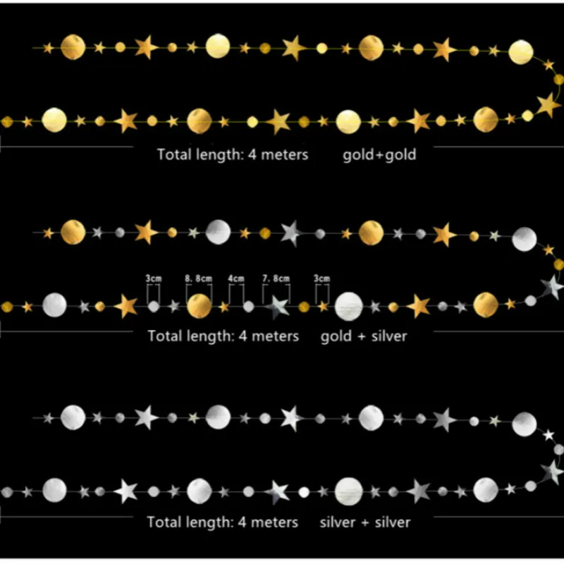 4 м Бумажная гирлянда звезда круг струнные баннеры Свадебный баннер для вечеринки в честь Дня рождения украшение дома детский душ сувениры вечерние флаги