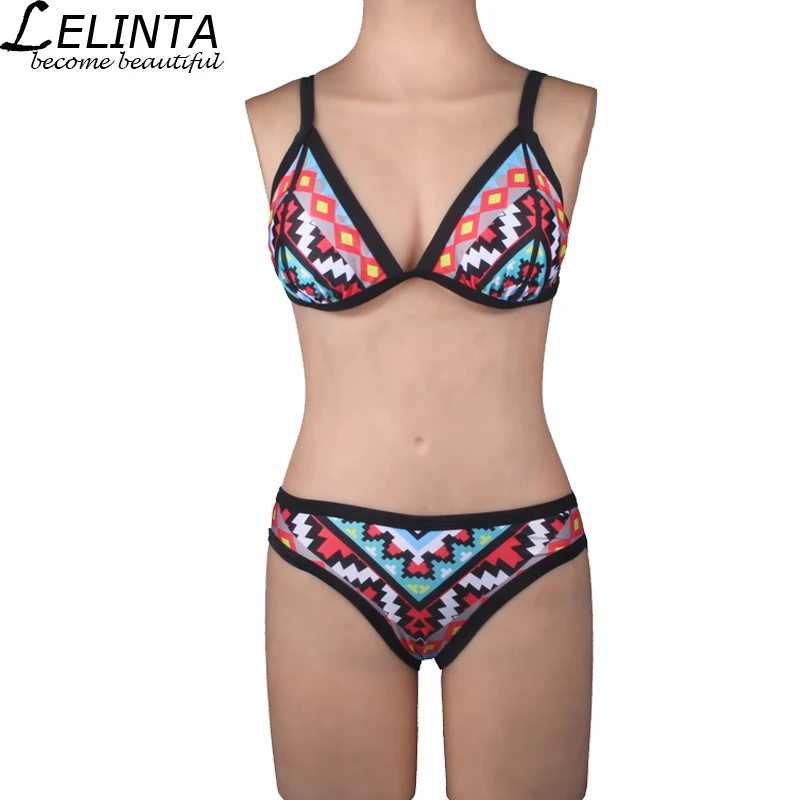LELINTA New Design Retro Digital Printing Bikini Set Simple Model Brazilian Swimsuit Bikinis Padded Biquini for Women Swimwear