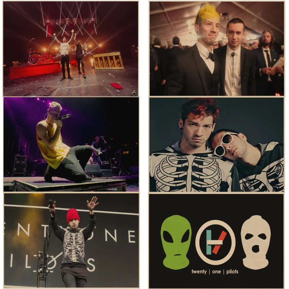 Винтажный постер Twenty One Pilots в стиле ретро на стену из крафт-бумаги античном для