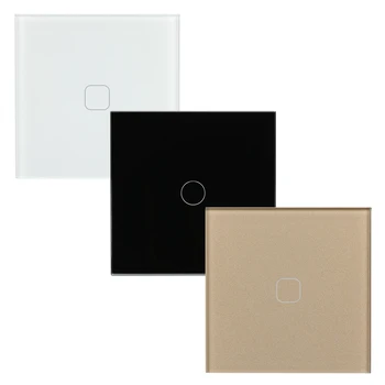 

high end beautiful 1 gang 1 way dimmer switch touch wall switch EU switch table lamp single live line tempered glass panel 2018
