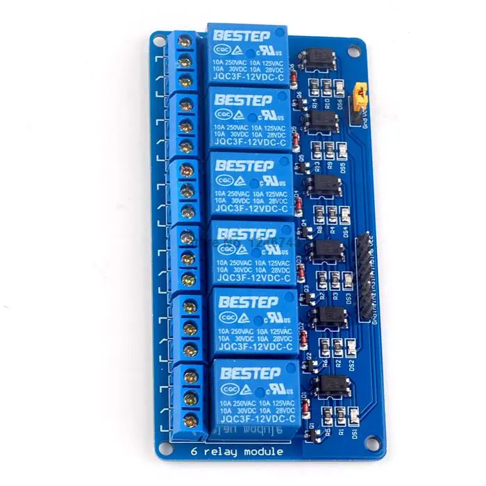 

1PCS Bule 6 Channel 12V Relay Module Optical Coupling Relay For Arduino