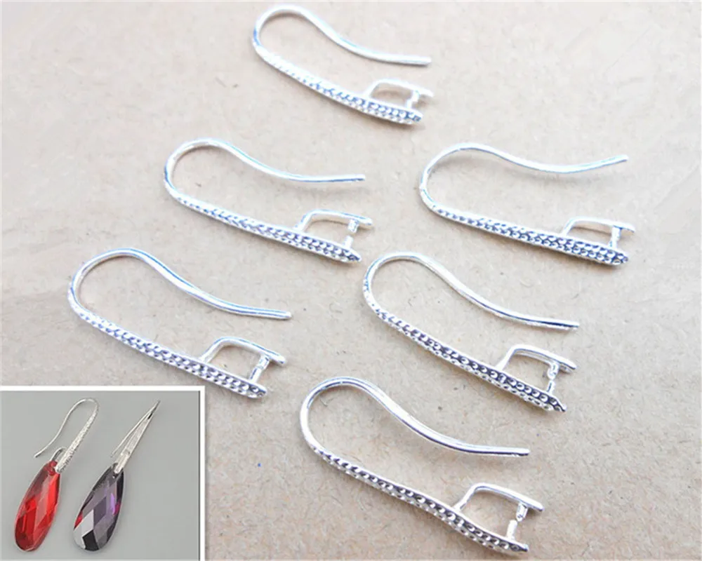 

HOT 100X DIY Making 925 Sterling Silver Jewelry Findings Hook Earring Pinch Bail Ear Wires For Crystal Stones Beads