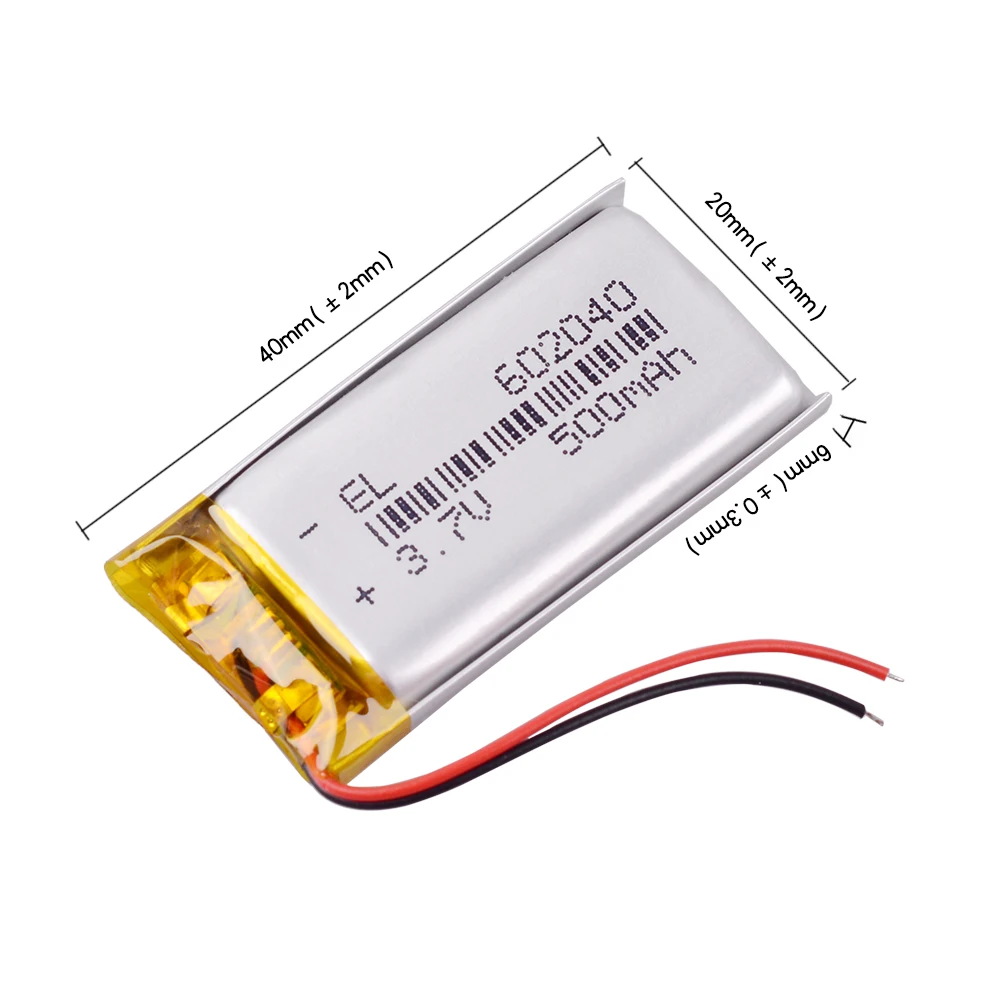 602040 500mAh 3,7 v Li Ion Po литий-полимерные батареи для диктофона гиромиашку Автомобильный видеорегистратор зеркало gps навигация