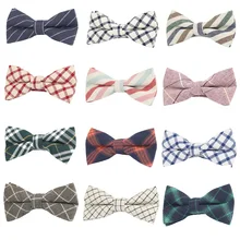 Men British Striped Plaid Checks Casual Bowties Pre-tied Grids Tartan Bow Ties BWTQN0024