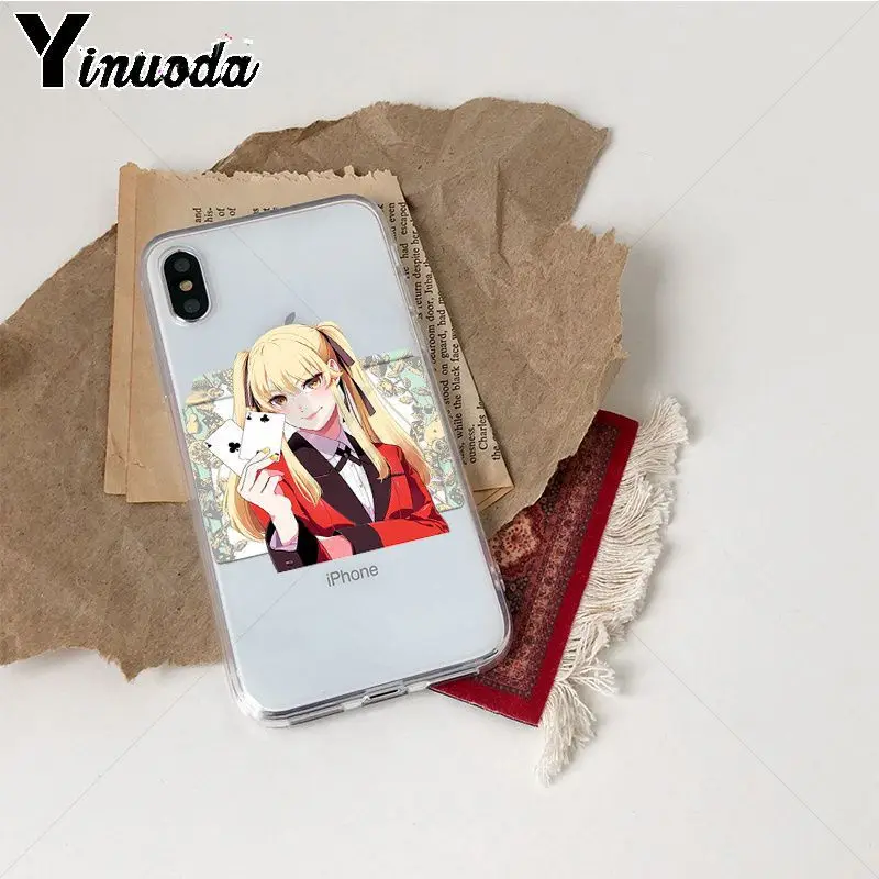 Yinuoda Kakegurui аниме Мягкий ТПУ чехол для телефона iPhone 8 7 6 6S Plus X XS XR XSMax 5 5s SE 5c
