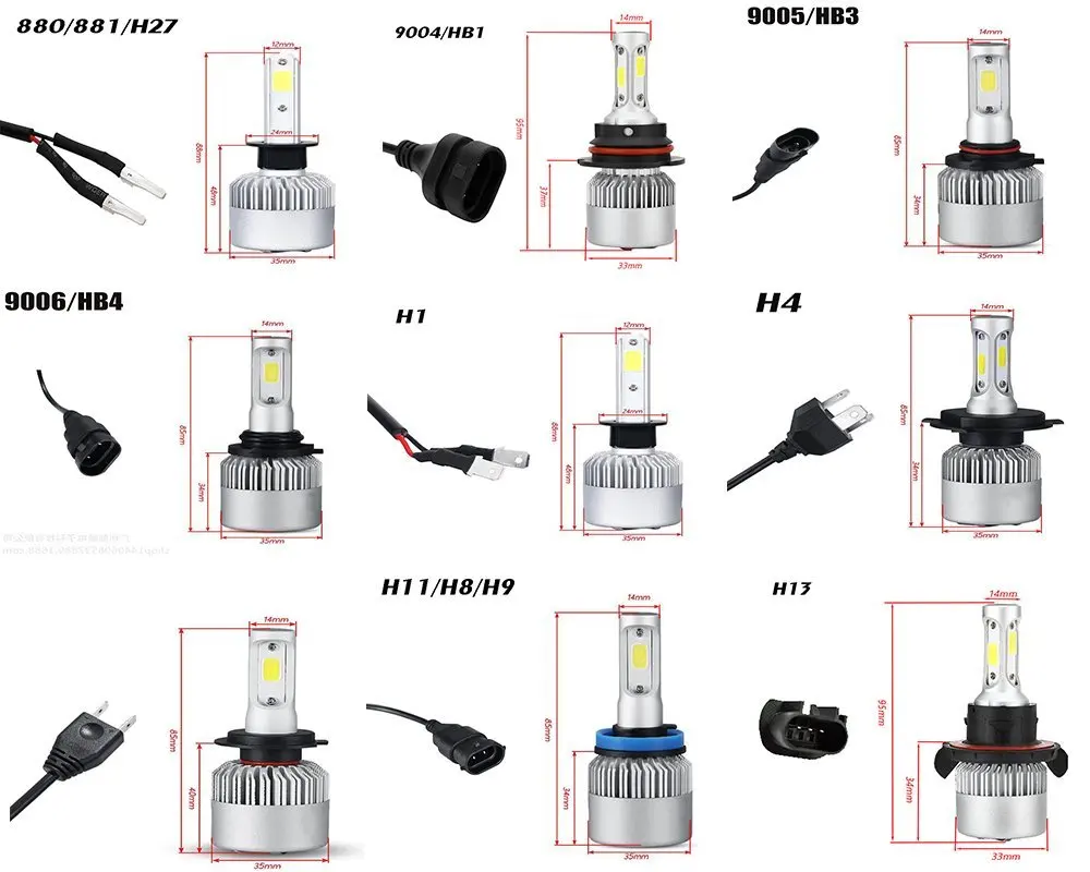 Leefeeminye 8000LM светодиодный фар автомобиля с 3-сторонние микросхемы лампы H1 H3 H4 H7 H8 H9 H11 H13 H27 9004 HB3 9006 HB4 9007 HB5 лампы