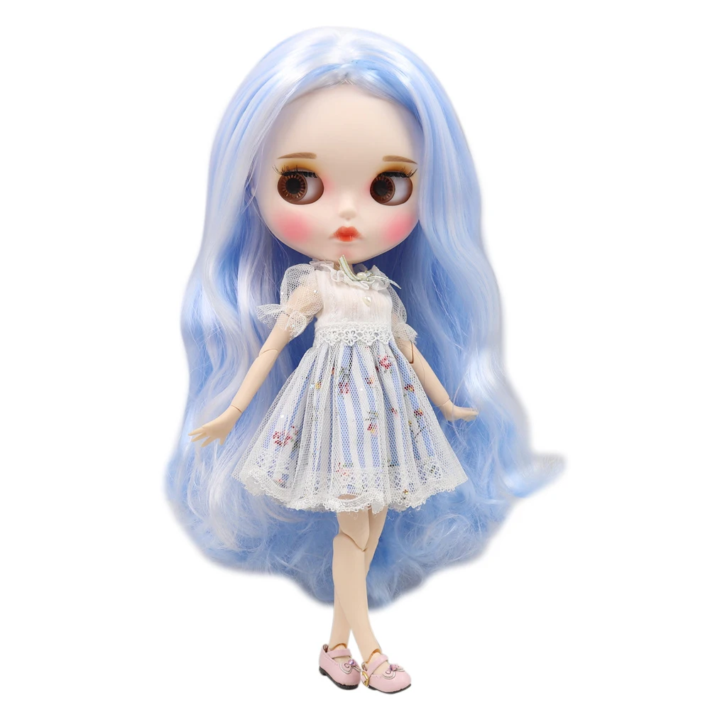 Fortune Days icy 1/6 bjd шарнир тела мягкие синие смешанные белые длинные вьющиеся волосы
