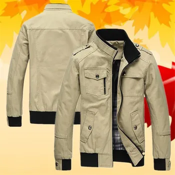 

New Casual Men's Jacket Spring Army Military Jacket Men Coats Winter Male 100% Cotton Outerwear Autumn Overcoat Khaki Plus Size